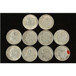 10 ASSORTED SILVER ROOSEVELT DIMES