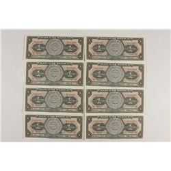 8-1961 MEXICO CRISP UNC 1 PESO BILLS CONSECUTIVE
