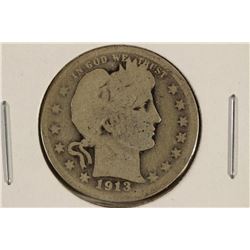 1913-D BARBER QUARTER