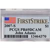 Image 3 : 2007-S JOHN ADAMS DOLLAR PCGS PR69 DCAM