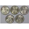 Image 1 : Philppines 1945 D 'Commonwealth' Silver 20 Centavos, All Gem (5 coins)