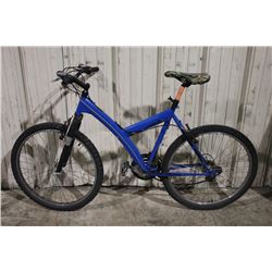 2 BIKES: BLUE NO NAME FRONT SUSPENSION AND PURPLE NORCO CHILDREN'S BIKE