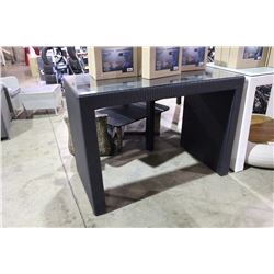 BLACK RATTAN GLASS TOP BAR HEIGHT PATIO TABLE