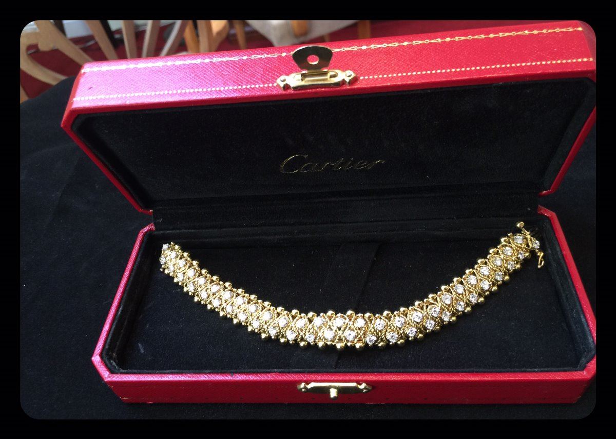 Rare Cartier 18k Gold Watch W 8 00ctw Vvs Diamonds 60gr Certified Appraised