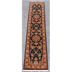 nice warm toned tabriz design runner w/silk highlights