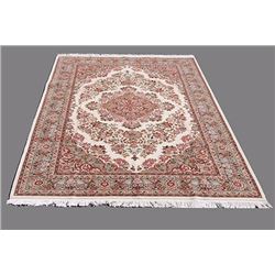 tabriz hand woven floral design with silk higlights