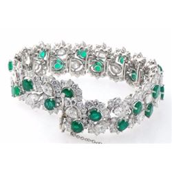 Certified Platinum Colombian Emerald & Diamond 40ctw Bracelet 72gr