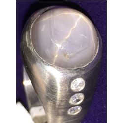 Fine Platinum Star Sapphire 17-cts & Diamond Ring 20-gr