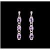 Image 1 : Crayola 15.60 ctw Pink Amethyst and White Sapphire Earrings - .925 Silver
