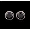 Image 1 : 3.79 ctw Black Diamond Stud Earrings - 14KT White Gold