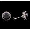 Image 2 : 3.79 ctw Black Diamond Stud Earrings - 14KT White Gold