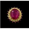 Image 2 : 31.75 ctw Ruby and Diamond Ring - 14KT Yellow Gold