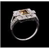 Image 4 : 1.20 ctw Fancy Light Brown Diamond and White Sapphire Ring - Platinum