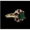 Image 1 : 2.94 ctw Emerald, Ruby and Diamond Ring - 14KT White Gold