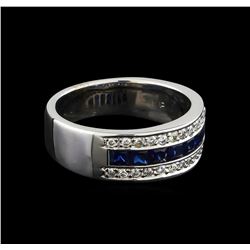 0.70 ctw Sapphire and Diamond Ring - 14KT White Gold