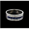 Image 2 : 0.70 ctw Sapphire and Diamond Ring - 14KT White Gold