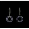 Image 1 : 0.50 ctw Multi Sapphire and Diamond Dangle Earrings - 14KT White Gold