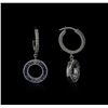 Image 2 : 0.50 ctw Multi Sapphire and Diamond Dangle Earrings - 14KT White Gold