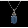 Image 1 : 14KT White Gold 5.06 ctw Aquamarine and Diamond Pendant With Chain