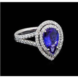 1.90 ctw Tanzanite and Diamond Ring - 14KT White Gold