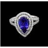 Image 2 : 1.90 ctw Tanzanite and Diamond Ring - 14KT White Gold