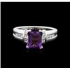 Image 2 : 14KT White Gold 3.00 ctw Amethyst and Diamond Ring