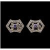 Image 1 : 0.23 ctw Tanzanite and Diamond Earrings - 14KT White Gold