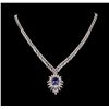 Image 1 : 14KT White Gold 3.87 ctw Tanzanite and Diamond Necklace