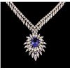 Image 2 : 14KT White Gold 3.87 ctw Tanzanite and Diamond Necklace
