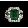 Image 2 : 14KT White Gold 6.63 ctw Emerald and Diamond Ring