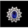 Image 2 : 3.88 ctw Tanzanite and Diamond Ring - 14KT White Gold