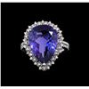Image 2 : GIA Cert 11.32 ctw Tanzanite and Diamond Ring - 14KT White Gold