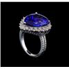Image 4 : GIA Cert 11.32 ctw Tanzanite and Diamond Ring - 14KT White Gold