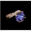 Image 1 : 5.00 ctw Tanzanite and Diamond Ring - 14KT Rose Gold