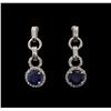 Image 1 : 2.00 ctw Sapphire and Diamond Earrings - 14KT White Gold