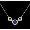 Image 2 : 0.28 ctw Diamond Evil Eye Necklace - 14KT Yellow Gold