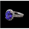Image 1 : 3.55 ctw Tanzanite and Diamond Ring - 14KT White Gold