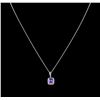 Image 2 : 1.58 ctw Tanzanite and Diamond Pendant With Chain - 14KT White Gold
