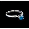 Image 1 : 14KT White Gold 0.57 ctw Round Cut Fancy Blue Diamond Solitaire Ring