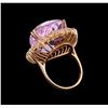 Image 3 : 38.24 ctw Kunzite and Diamond Ring - 14KT Rose Gold