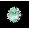 Image 2 : GIA Cert 9.92 ctw Emerald and Diamond Ring - 14KT White Gold