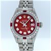 Image 1 : Rolex Stainless Steel Red Diamond DateJust Ladies Watch