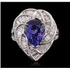 Image 2 : 18KT White Gold 5.36 ctw Tanzanite and Diamond Ring