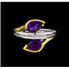 Image 2 : Crayola 2.20 ctw Amethyst and White Sapphire Ring - .925 Silver