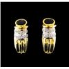 Image 1 : 1.00 ctw Sapphire and Diamond Earrings - 18KT Yellow and White Gold