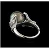 Image 3 : Pearl and Diamond Ring - 14KT White Gold