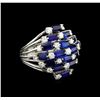 Image 1 : 5.00 ctw Sapphire and Diamond Ring - 14KT White Gold