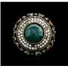 Image 1 : 12.74 ctw Green Crystal and Multi Gemstone Ring - 925 SILVER