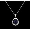 Image 1 : 13.12 ctw Sapphire and Diamond Pendant - 14KT White Gold