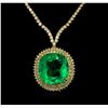 Image 2 : 18KT Yellow Gold GIA Certified 49.47 ctw Emerald and Diamond Necklace